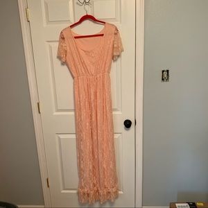 Peach maxi lace dress 2x